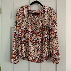 Euc Loft Floral Multicolor Women's Long Sleeve Blouse size Medium